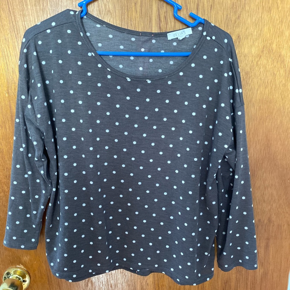 Gray Polka Dot Blouse